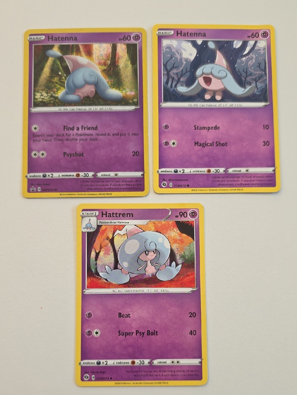 Pokemon Hatenna And Hattrem Card